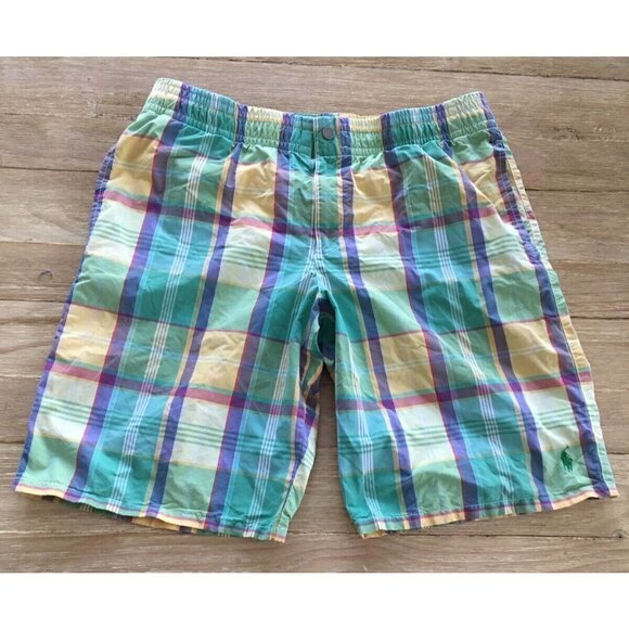POLO Ralph Lauren Mens Size L Pastel PLAID SWIM TRUNKS Board Shorts Lined - Picture 1 of 6